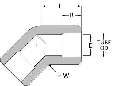 SSP #6 Tube Socketweld 45 # 6SWE-45
