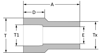 SSP Socket Weld Reducing Insert - Industrial Weld Fittings series line drawing