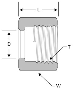 SSP Tube Nut - SAE ORFS series line drawing