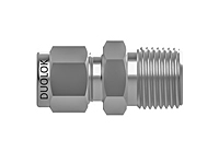 SSP Duolok Metric 316SS Male Connector Bored Thru 10mm Tube x 3/8" NPT # ISSDM10MCBT6