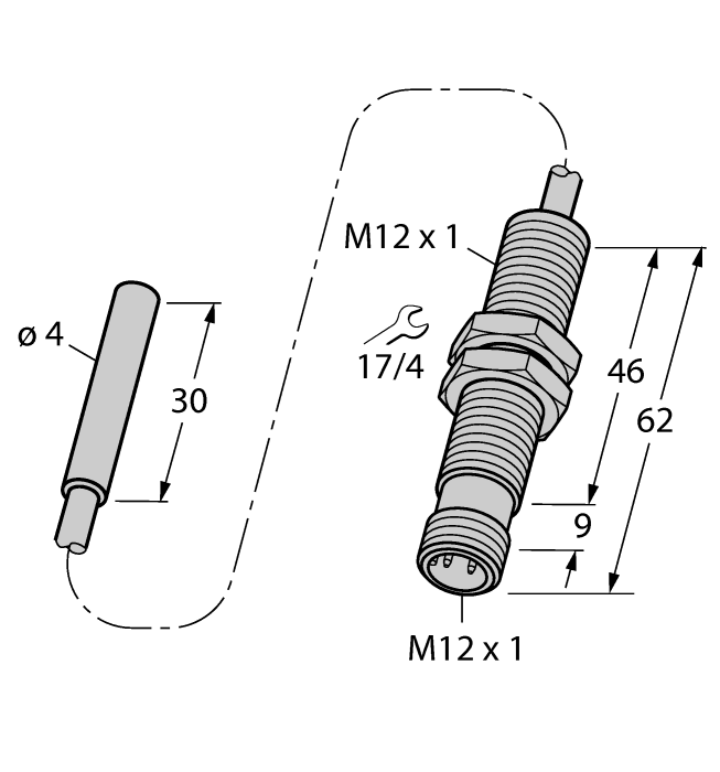 Inductive Sensor - With Analog Output (BI1.5-EH04-0.3-M12-SIU-H1141)
