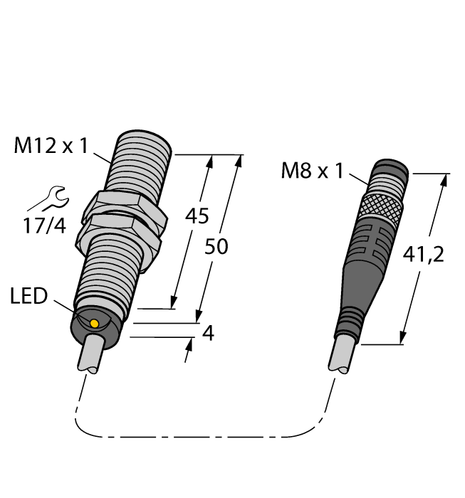 Inductive Sensor - With Increased Temperature Range (BI2-M12-AP6X-0.2-PSG3M/S100)