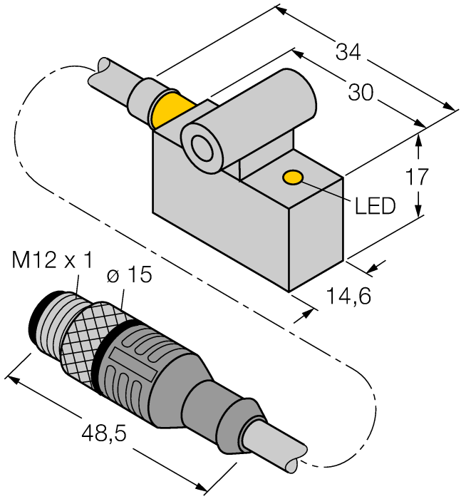 Magnetic Field Sensor - For Pneumatic Cylinders (BIM-IKE-AN6X-0.3-RS4T W/KLI3)