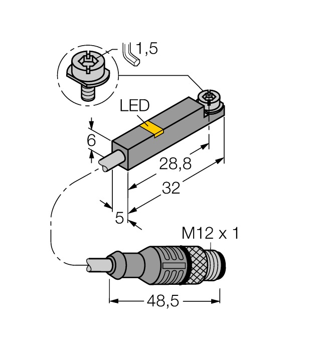 Magnetic Field Sensor - for pneumatic cylinders (BIM-INT-Y1X-0.2-RS4.21T)