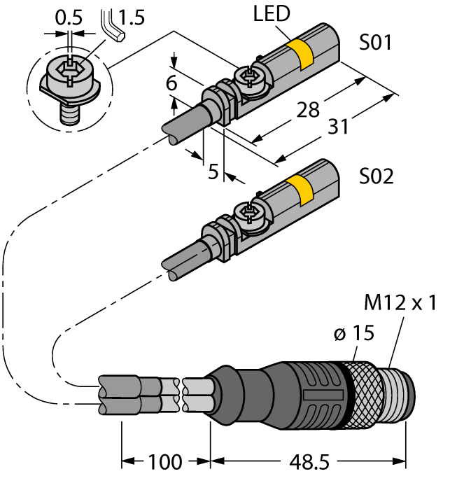 Magnetic field sensor - for pneumatic cylinders (BIM-UNT-2AP6X-0.4-RSC4.4T)