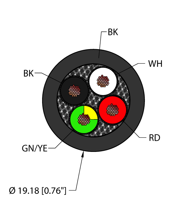 Power Tray/Exposed Run/Direct Burial Cable - Reelfast™ Bulk Cable (BLK,PVC,4X10,S-FDB,TCERDB)