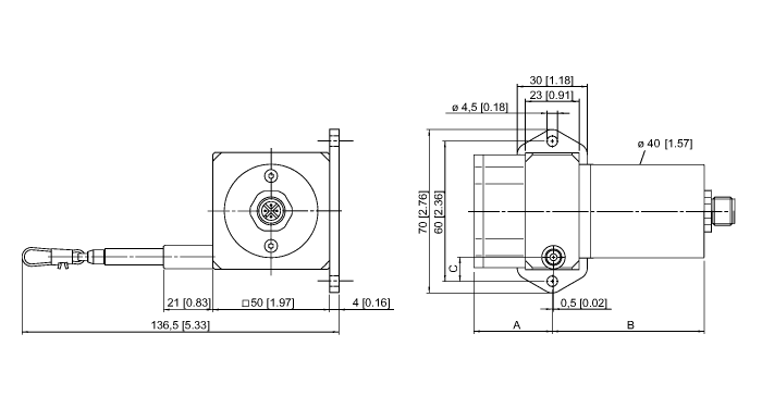 Draw Wire Encoder Assembly - Analog (DW300-33-8D-C0.5M)