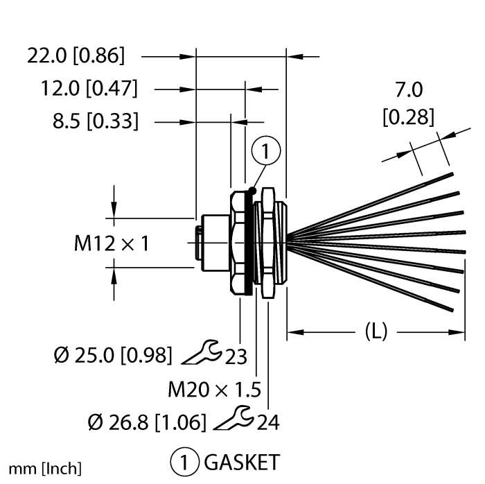 Actuator and Sensor Receptacle - Front Mount (EFKBT-A8.800.4-0.3)