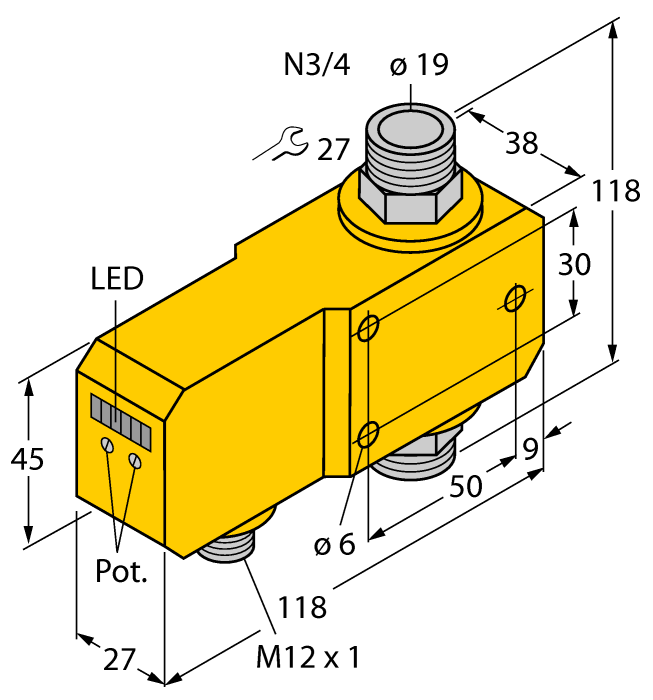 Flow Monitoring - Inline Sensor with Integrated Processor (FCI-N3/4D20A4P-ARX-H1140)