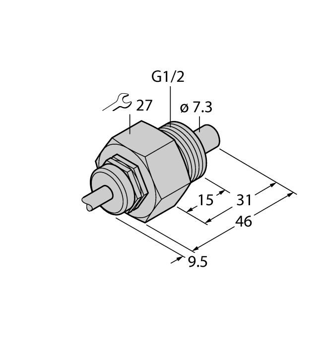 Flow Monitoring - Immersion Sensor without Integrated Processor (FCS-G1/2A4-NA/D100)
