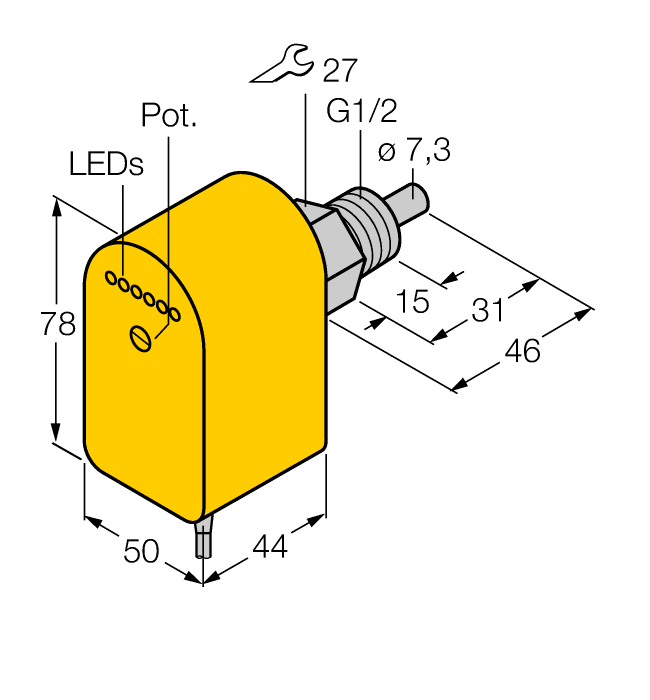 Flow Monitoring - Immersion Sensor with Integrated Processor (FCS-G1/2A4P-VRX/24VDC)