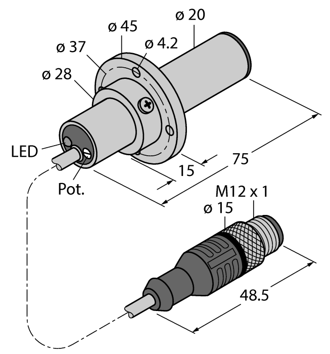 Flow Monitoring - Immersion Sensor with Integrated Processor (FCS-K20-AP8X-H1141/3M)