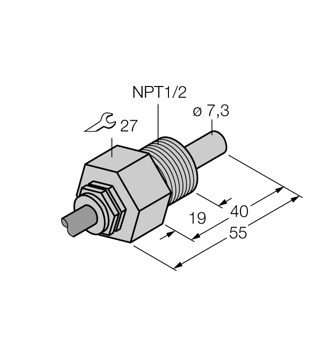 Flow Monitoring - Immersion Sensor without Integrated Processor (FCS-N1/2A4-NA 8M)