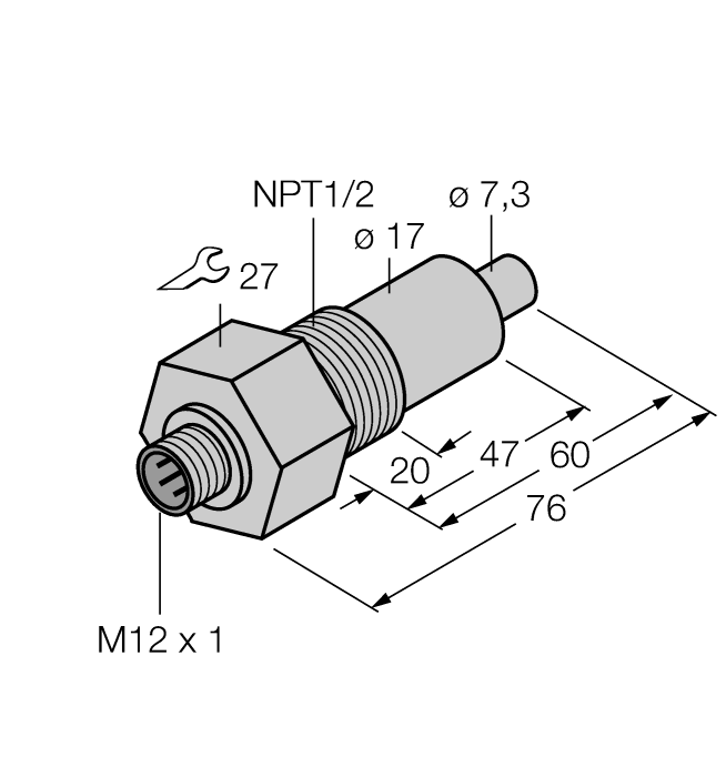Flow Monitoring - Immersion Sensor without Integrated Processor (FCS-N1/2A4-NA-H1141-L060)