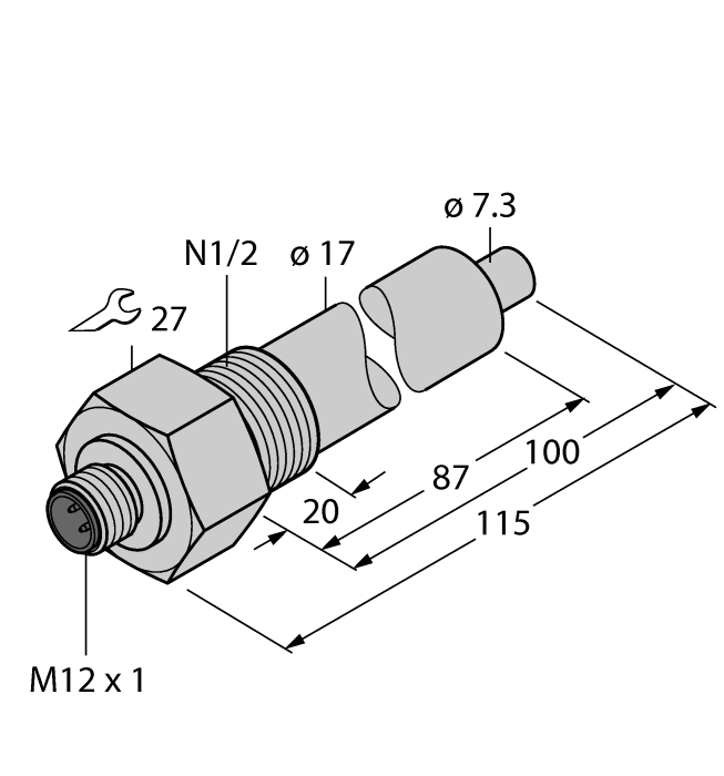 Flow Monitoring - Immersion Sensor without Integrated Processor (FCS-N1/2A4-NA-H1141/L100)