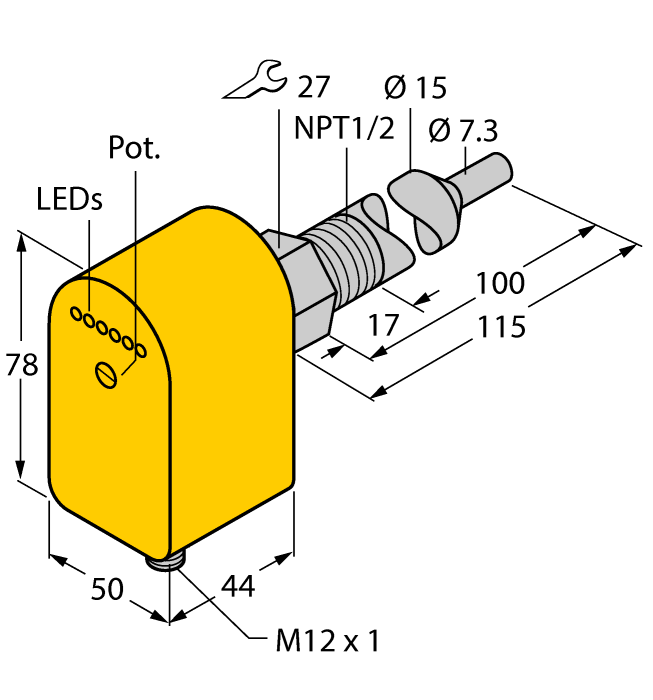 Flow Monitoring - Immersion Sensor with Integrated Processor (FCS-N1/2A4P-AP8X-H1141/L100)