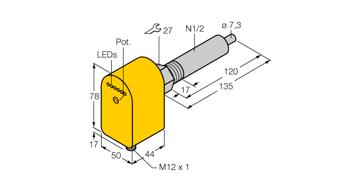 Flow Monitoring - Immersion Sensor with Integrated Processor (FCS-N1/2A4P-AP8X-H1141/L120)