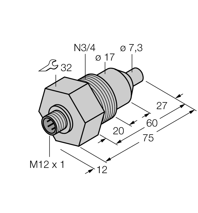 Flow Monitoring - Immersion Sensor without Integrated Processor (FCS-N3/4A4-NA-H1141/L060)