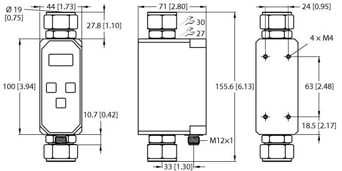 Flow Rate Monitoring - Inline Sensor with Integrated Processor (FTCI-N3/4D19A4P-2ARX-H1160)