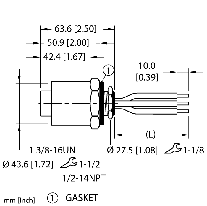 Powerfast™ Receptacle - Front Mount (GKDFV 30-0.5M/14.5/NPT)