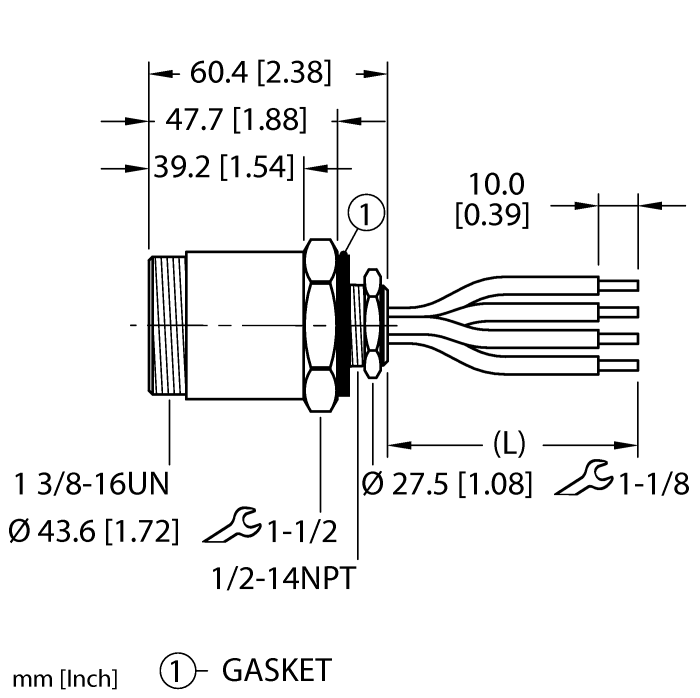 Powerfast™ Receptacle - Front Mount (GSDF 40-0.3M/14.5/NPT)