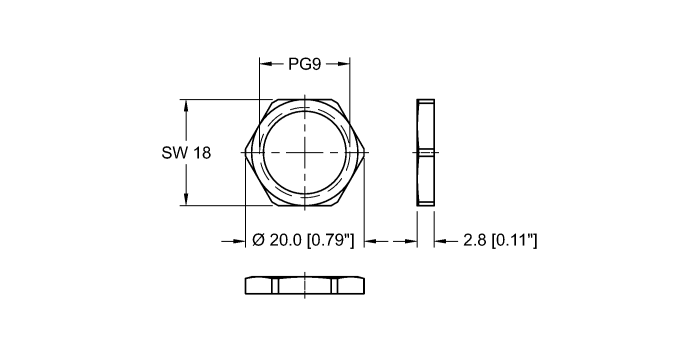Actuator and Sensor Accessory - Locknut (LOCKNUT-PG9-316SS-(10/BAG))