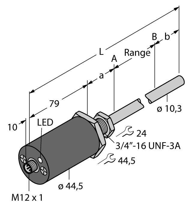 Magnetically actuated linear position sensor - (LTX12E-ER10-LI0X3-H1151)