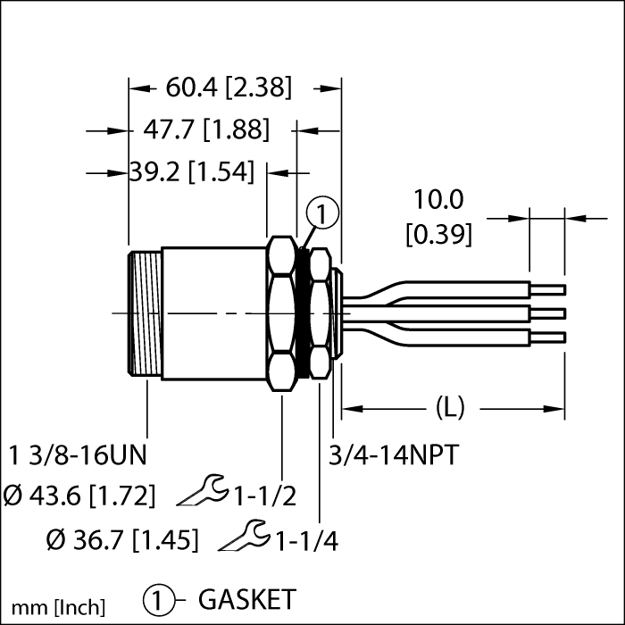 Hazardous Location Power Receptacle - Front Mount (P-PWR-GSDFV 30-0.3M/14.75/NPT)