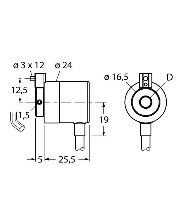 Incremental Hollow Shaft Rotary Encoder - (RI-02C6S3-1D10-CA)