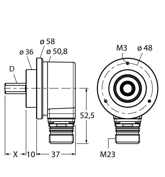 Incremental Shaft Encoder - (RI-10S12C-4A1024-12M23)