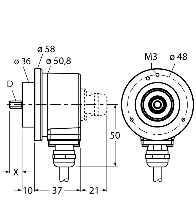 Incremental Shaft Encoder - (RI-10T10C-2B2500-CA5M)