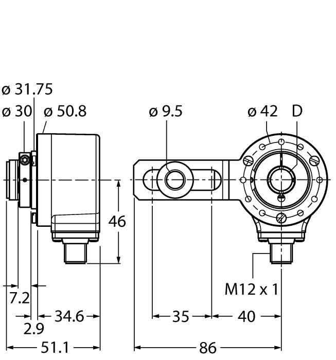 Incremental Hollow Shaft Rotary Encoder - (RI-12H14S1-2K1000-H1181)