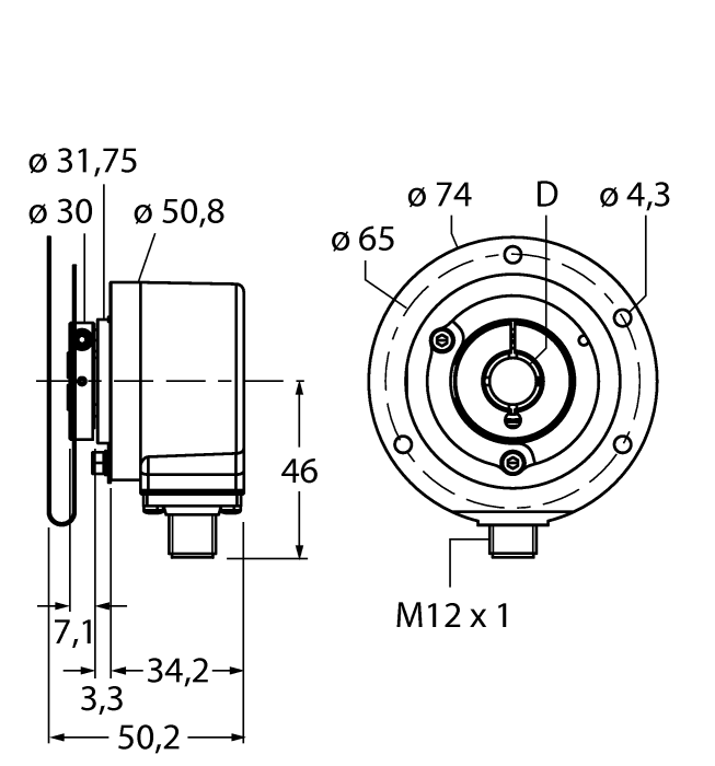 Incremental Hollow Shaft Rotary Encoder - (RI-12HA3E1-CA300-H1181)