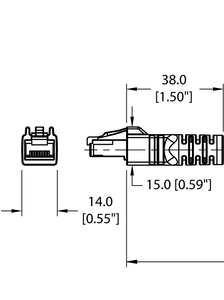 Turck Industrial Ethernet Cable - Front Mount # RJ45S FKDV 444-20M/14.5/NPT