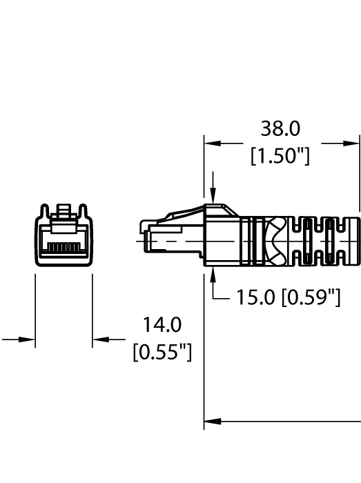 Industrial Ethernet Cable - Front Mount (RJ45S FKDV 444-0.2M/14.5/NPT)