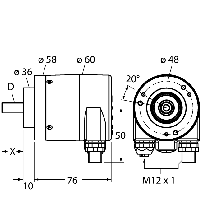 Absolute Rotary Encoder - Multiturn - (RM-29S10C-9C28B-R3M12)