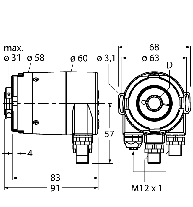 Absolute Rotary Encoder - Multiturn - (RM-36B12E-9C28B-R3M12)