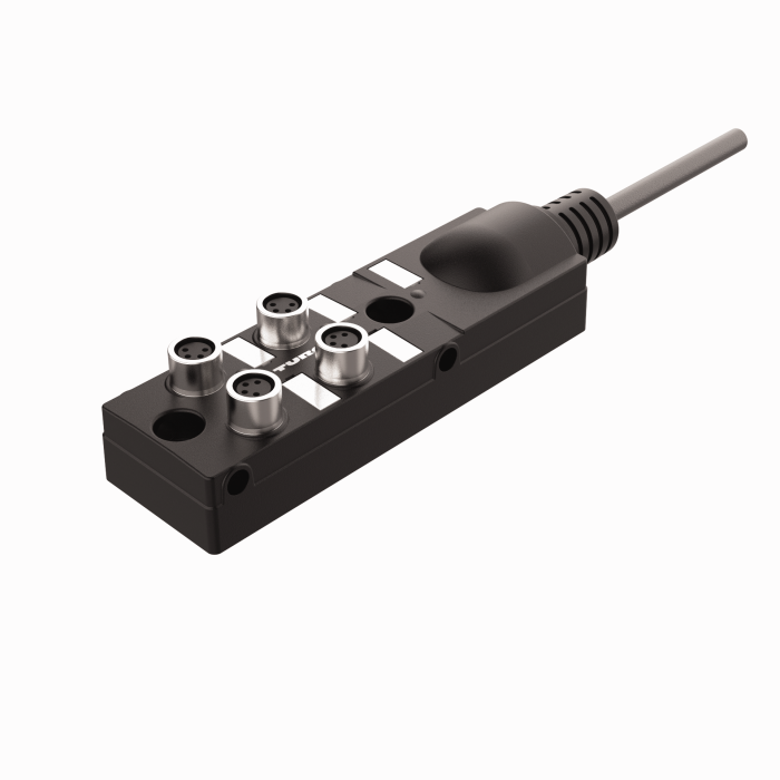 Passive Actuator/Sensor Junction Box, 4 Ports - M8, 4 pole I/O port with cable homerun (TB-4M8M-4-1/S101)
