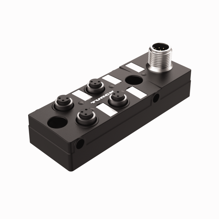 Passive Actuator/Sensor Junction Box, 4 Ports - Ø 8 mm, I/O Port with M12 Male Connector for the Supply Cable (TB-4M8Z-3-FS8)