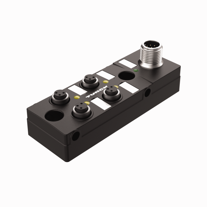 Passive Actuator/Sensor Junction Box, 4 Ports - Ø 8 mm, I/O Port with M12 Male Connector for the Supply Cable (TB-4M8Z-3N2-FS8)