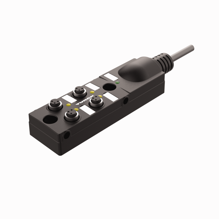 Passive Actuator/Sensor Junction Box, 4 Ports - Ø 8 mm, I/O Slot with Integral Homerun Cable (TB-4M8Z-3P2-1)