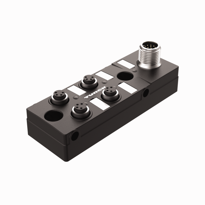 Passive Actuator/Sensor Junction Box, 4 Ports - M8 snap, 4 pole I/O port with M12 homerun (TB-4M8Z-4-FS12)