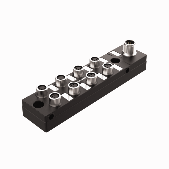 Passive Actuator/Sensor Junction Box, 8 Ports - M8, 3 pole I/O port with M12 homerun (TB-8M8M-3-FS12)