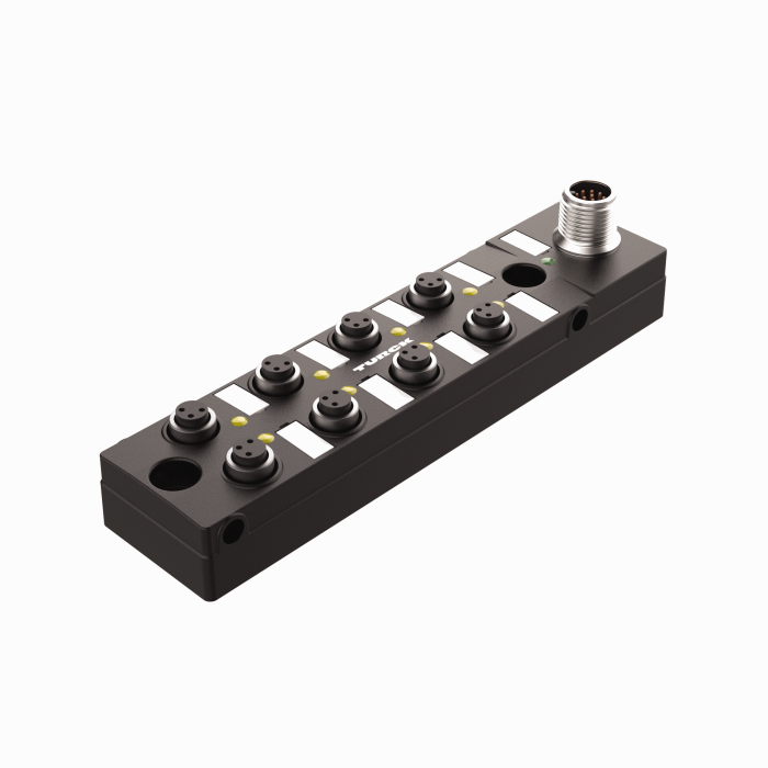 Passive Actuator/Sensor Junction Box, 8 Ports - M8 snap, 3 pole I/O port with M12 homerun (TB-8M8Z-3N2-FS12)