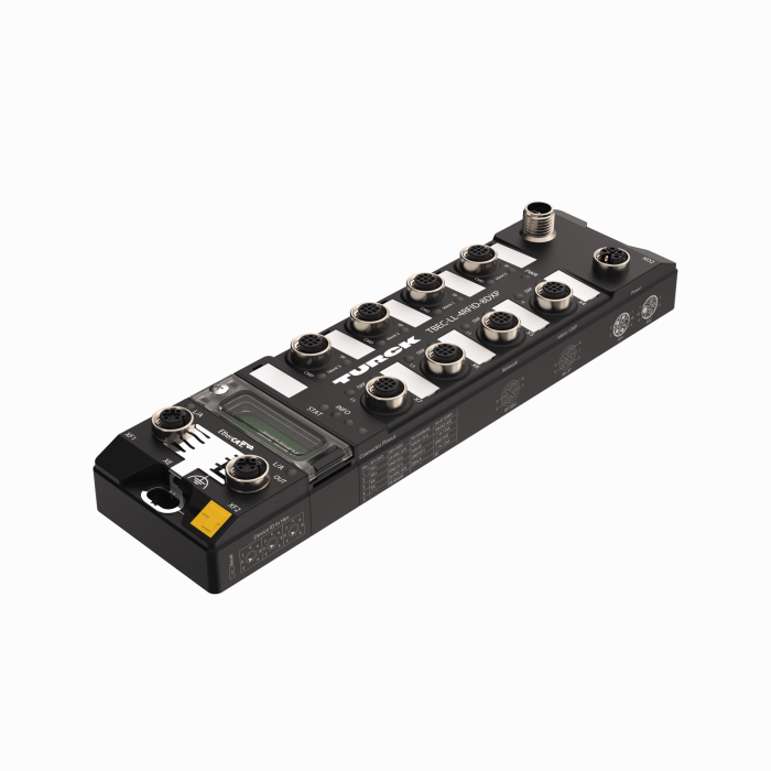 Compact RFID Module for EtherCAT - 4 RFID Channels (HF/UHF) and 8 Universal Digital Channels, Configurable as PNP Inputs or 2-A Outputs (TBEC-LL-4RFID-8DXP)
