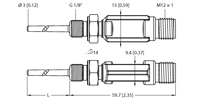 Temperature Detection - With Current Output and PNP/NPN Transistor Switching Output (TTM-103A-G1/8-LIUPN-H1140-L013)