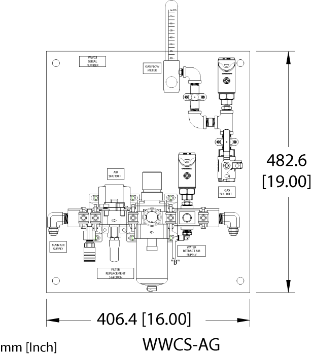 Air Filter Regulator and Gas Meter Panel for WWCS System - Does Not Include IO-Link Master (WWCS-AG)