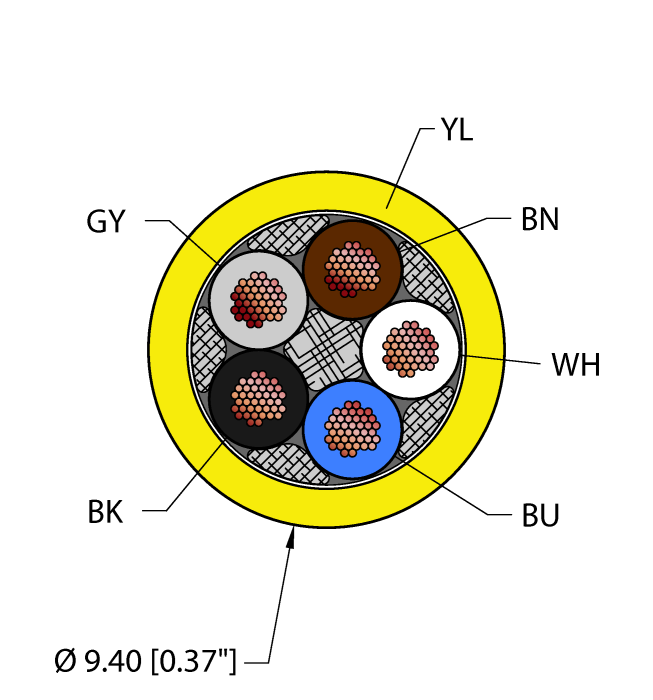 Flexible Service Cable - Reelfast™ Bulk Cable (YEL,CPE,5X18,SJOOW,MSHA)